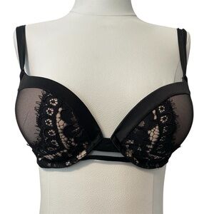 Victoria’s Secret Bombshell Plunge Black Lace Push Up Bra 34B